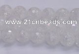 CKQ343 15.5 inches 6mm faceted round dyed crackle quartz beads