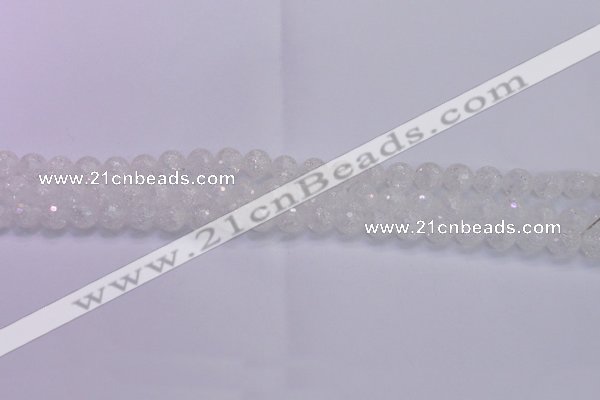 CKQ343 15.5 inches 6mm faceted round dyed crackle quartz beads