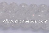 CKQ344 15.5 inches 8mm faceted round dyed crackle quartz beads