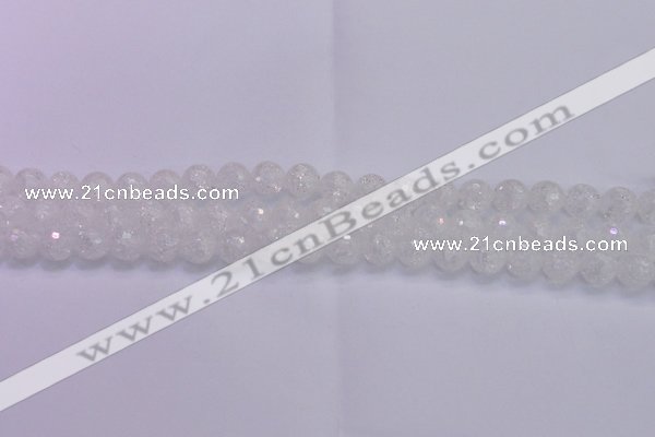 CKQ344 15.5 inches 8mm faceted round dyed crackle quartz beads