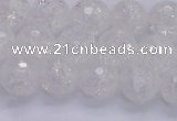 CKQ345 15.5 inches 10mm faceted round dyed crackle quartz beads