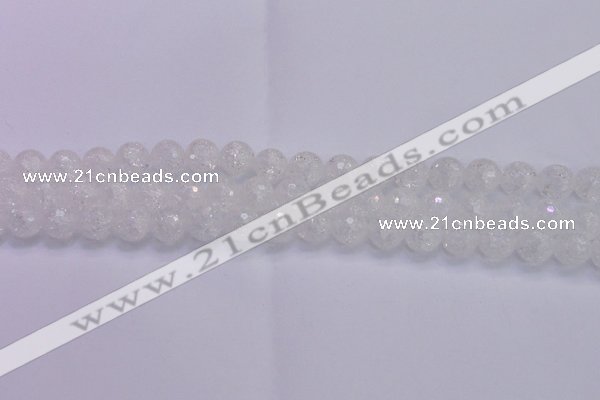 CKQ345 15.5 inches 10mm faceted round dyed crackle quartz beads