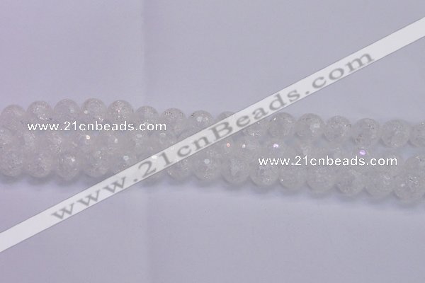 CKQ346 15.5 inches 12mm faceted round dyed crackle quartz beads