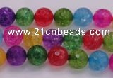 CKQ350 15.5 inches 6mm faceted round dyed crackle quartz beads