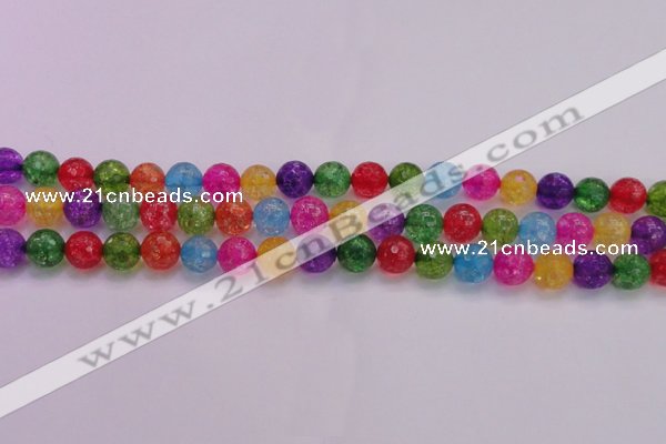 CKQ352 15.5 inches 10mm faceted round dyed crackle quartz beads