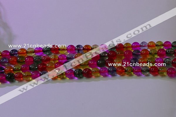 CKQ390 15.5 inches 4mm round dyed crackle quartz beads wholesale