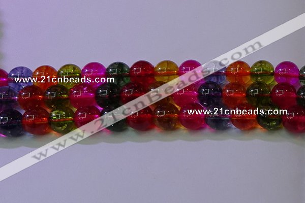 CKQ392 15.5 inches 8mm round dyed crackle quartz beads