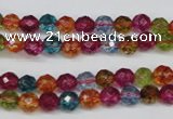 CKQ41 15.5 inches 6mm faceted round dyed crackle quartz beads