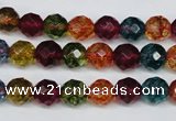 CKQ42 15.5 inches 8mm faceted round dyed crackle quartz beads