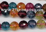 CKQ43 15.5 inches 10mm faceted round dyed crackle quartz beads