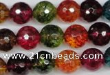 CKQ44 15.5 inches 12mm faceted round dyed crackle quartz beads