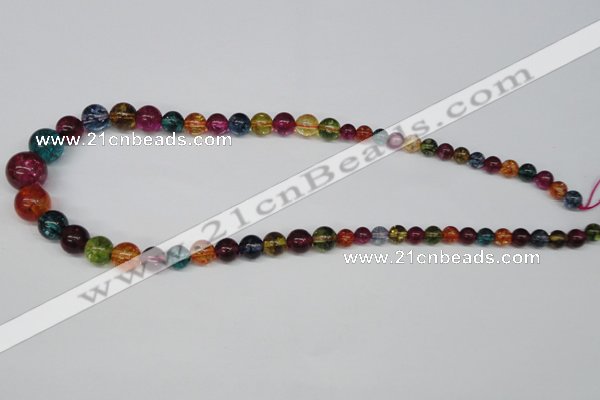 CKQ49 15.5 inches 6mm - 14mm round dyed crackle quartz beads