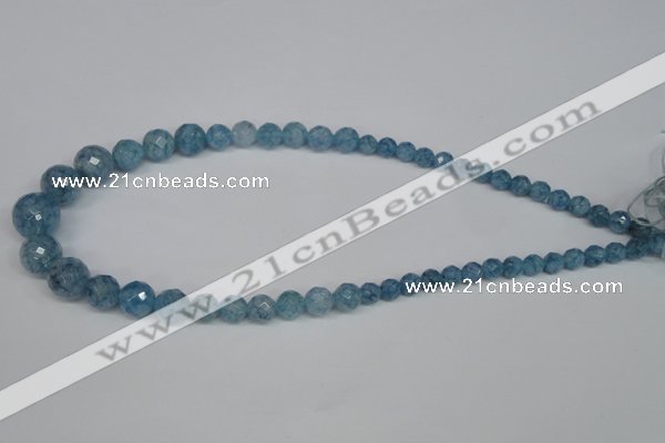 CKQ51 15.5 inches 6mm - 14mm faceted round dyed crackle quartz beads