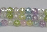 CKQ61 15.5 inches 6mm round AB-color dyed crackle quartz beads