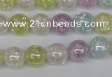 CKQ63 15.5 inches 10mm round AB-color dyed crackle quartz beads