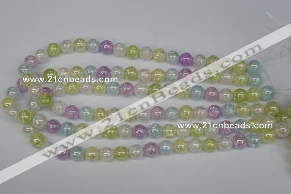 CKQ63 15.5 inches 10mm round AB-color dyed crackle quartz beads