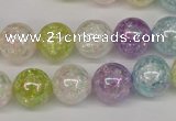 CKQ64 15.5 inches 12mm round AB-color dyed crackle quartz beads