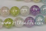 CKQ65 15.5 inches 14mm round AB-color dyed crackle quartz beads