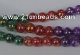 CKQ71 15.5 inches 6mm round AB-color dyed crackle quartz beads