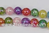 CKQ73 15.5 inches 10mm round AB-color dyed crackle quartz beads