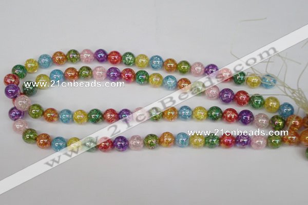 CKQ73 15.5 inches 10mm round AB-color dyed crackle quartz beads