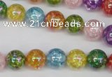 CKQ74 15.5 inches 12mm round AB-color dyed crackle quartz beads