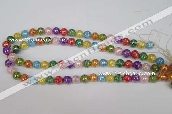 CKQ74 15.5 inches 12mm round AB-color dyed crackle quartz beads