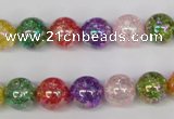 CKQ75 15.5 inches 14mm round AB-color dyed crackle quartz beads