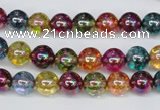 CKQ82 15.5 inches 8mm round AB-color dyed crackle quartz beads