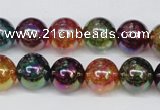 CKQ84 15.5 inches 12mm round AB-color dyed crackle quartz beads