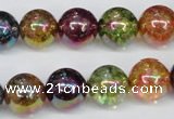 CKQ85 15.5 inches 14mm round AB-color dyed crackle quartz beads