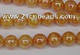 CKQ91 15.5 inches 6mm round AB-color dyed crackle quartz beads