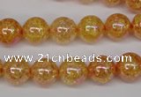 CKQ92 15.5 inches 8mm round AB-color dyed crackle quartz beads