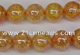 CKQ94 15.5 inches 12mm round AB-color dyed crackle quartz beads