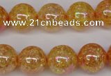 CKQ95 15.5 inches 14mm round AB-color dyed crackle quartz beads