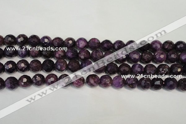 CKU24 15.5 inches 12mm faceted round purple kunzite beads wholesale