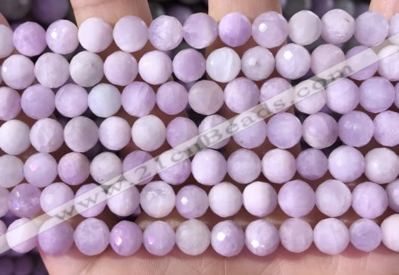 CKU325 15.5 inches 7.5mm - 8mm faceted round natural kunzite beads