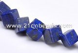 CLA39 6*6*6mm oblique-drilled cubic dyed lapis lazuli beads