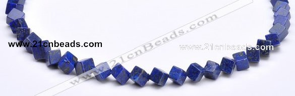 CLA39 6*6*6mm oblique-drilled cubic dyed lapis lazuli beads