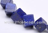 CLA40 oblique-drilled cubic 10*10*10mm dyed lapis lazuli beads