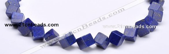 CLA40 oblique-drilled cubic 10*10*10mm dyed lapis lazuli beads