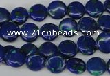 CLA410 15.5 inches 10mm flat round synthetic lapis lazuli beads