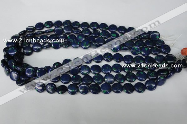 CLA411 15.5 inches 12mm flat round synthetic lapis lazuli beads