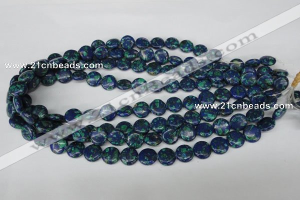 CLA412 15.5 inches 14mm flat round synthetic lapis lazuli beads