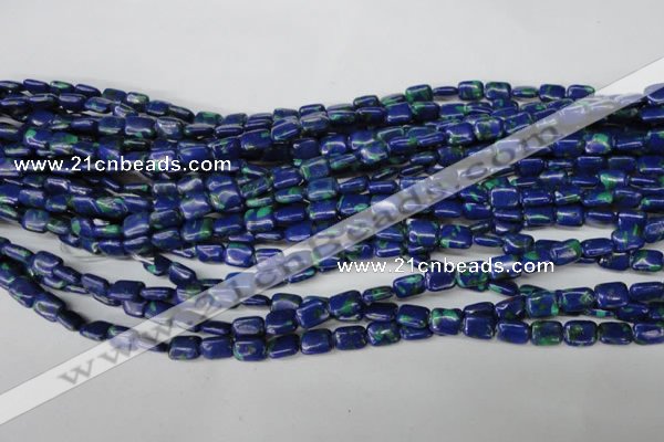 CLA425 15.5 inches 6*8mm rectangle synthetic lapis lazuli beads