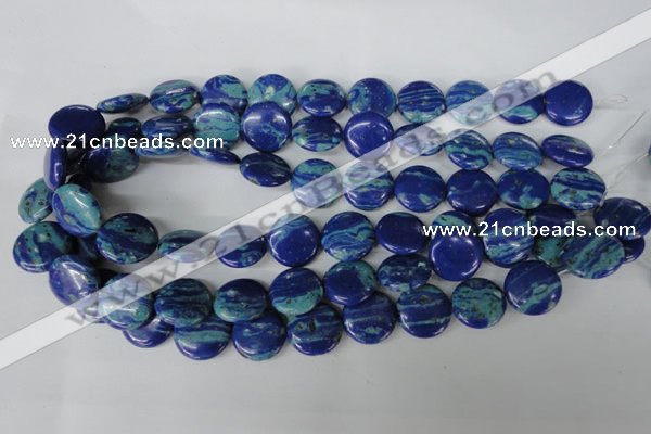 CLA460 15.5 inches 18mm flat round synthetic lapis lazuli beads