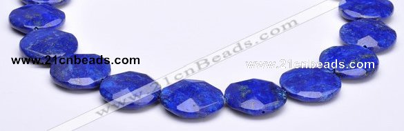 CLA48 Faceted coin 25*25mm deep blue dyed lapis lazuli beads