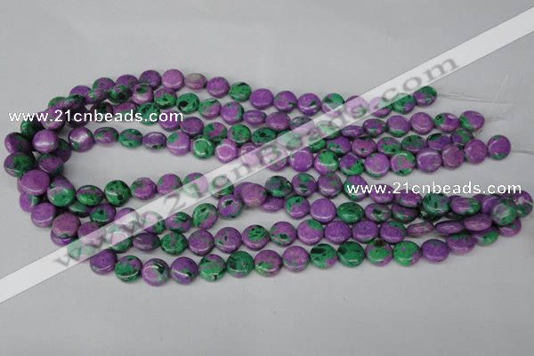CLA505 15.5 inches 10mm flat round synthetic lapis lazuli beads