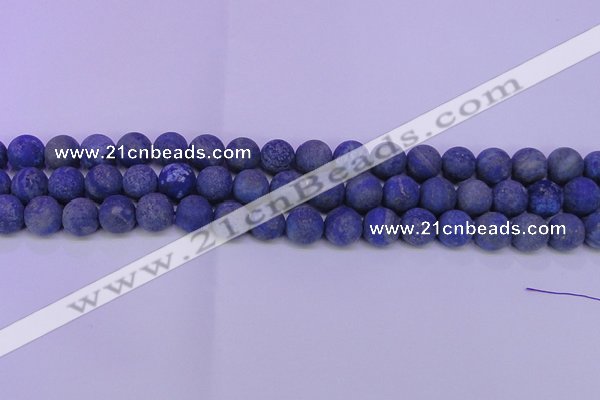 CLA66 15.5 inches 16mm round matte lapis lazuli beads