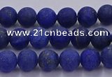 CLA70 15.5 inches 4mm round matte lapis lazuli beads wholesale